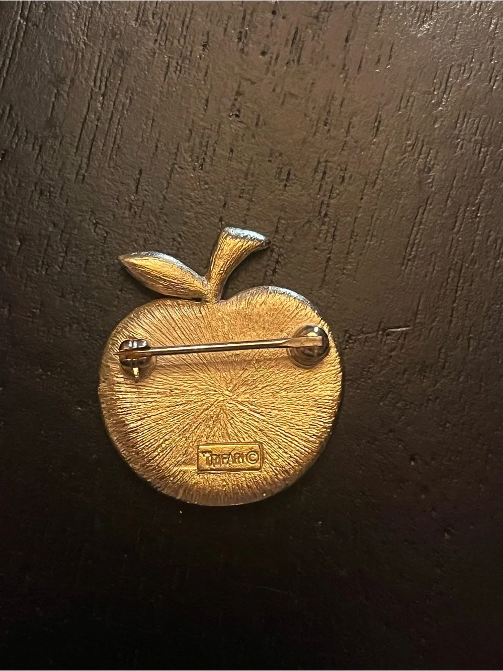 Vintage Crown Trifari Tiger Eye Apple Enamel Brooch